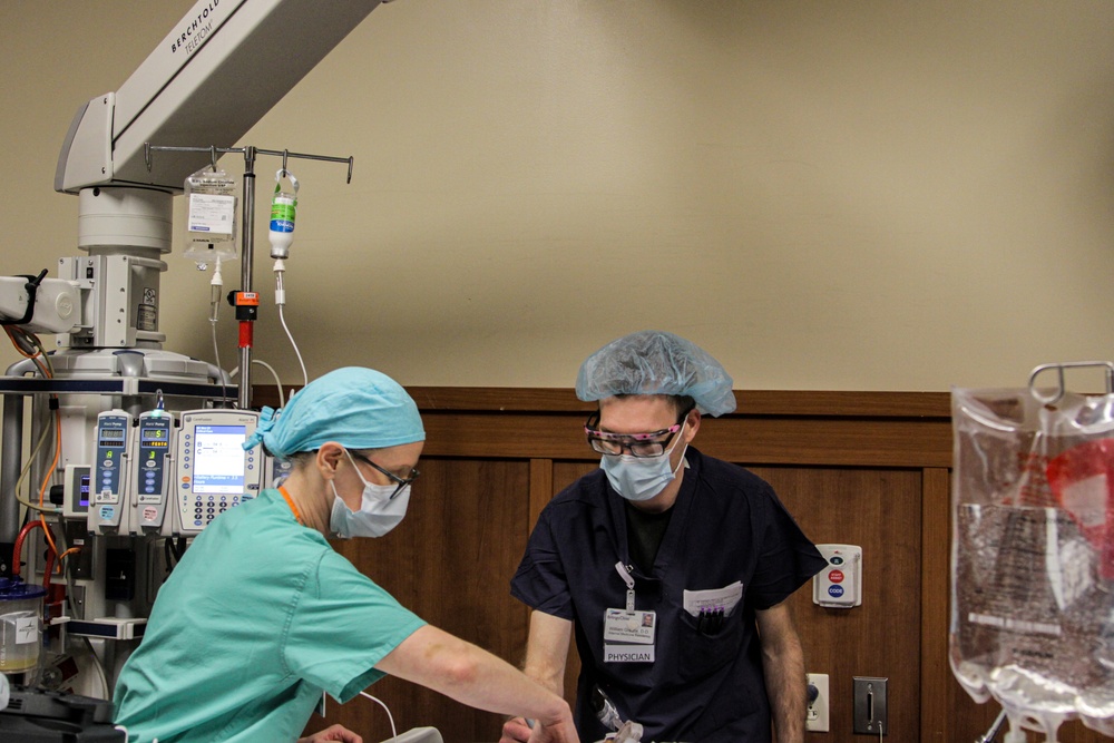 U.S. Navy Sailors perform medical care at Billings Clinic Hospital