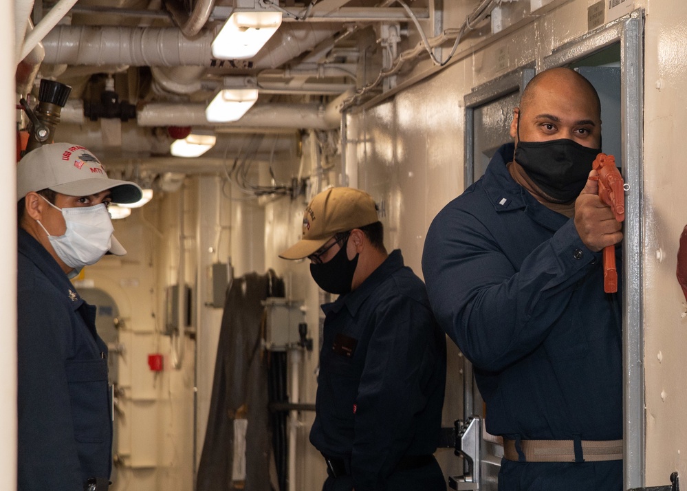 Frank Cable Conducts ATFP Drill At Sea