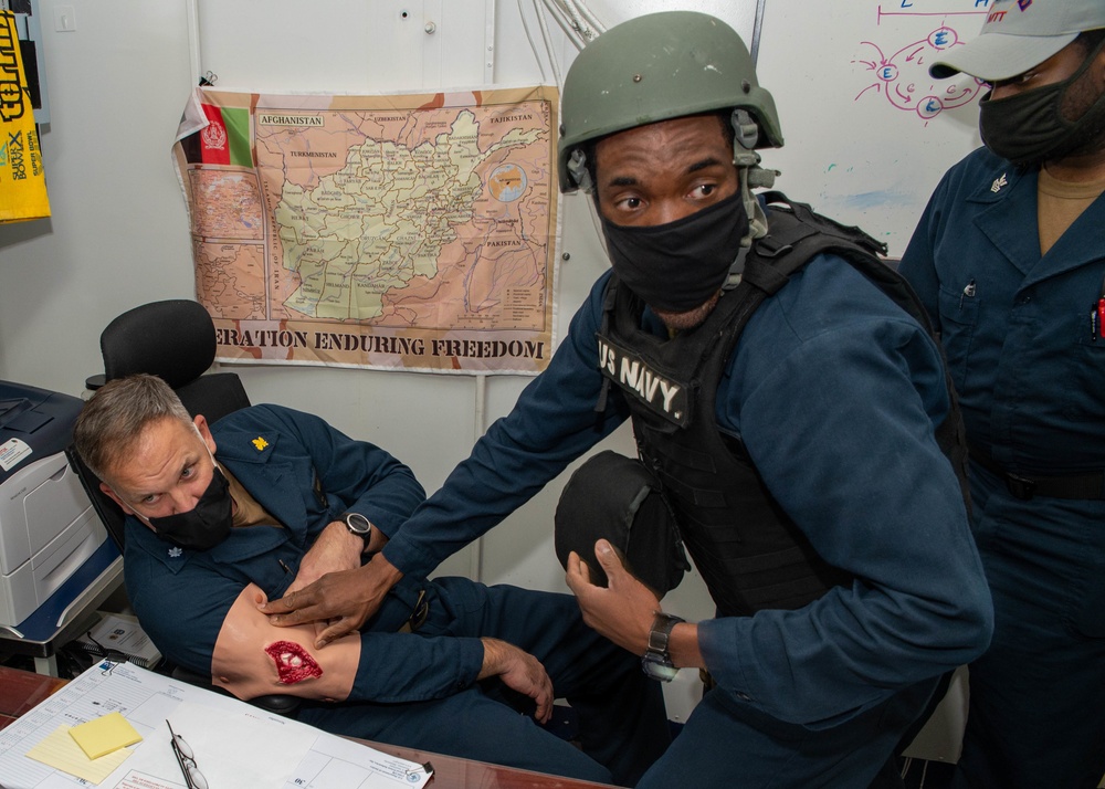 Frank Cable Conducts ATFP Drill at Sea