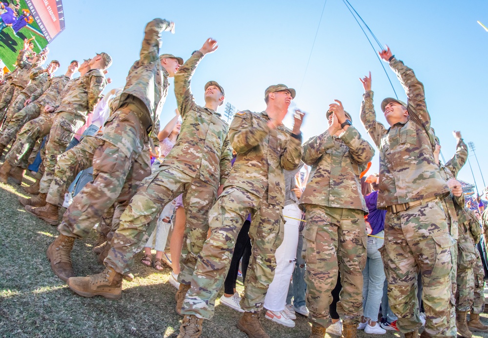 Army ROTC cadets cheering