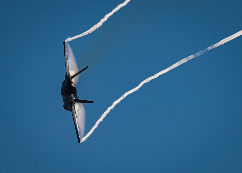 Lightning strikes over California International Airshow