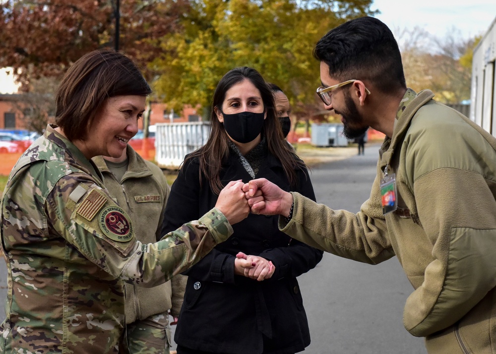 Chief Master Sgt. of the Air Force JoAnne S. Bass visits Airmen supporting Task Force Liberty