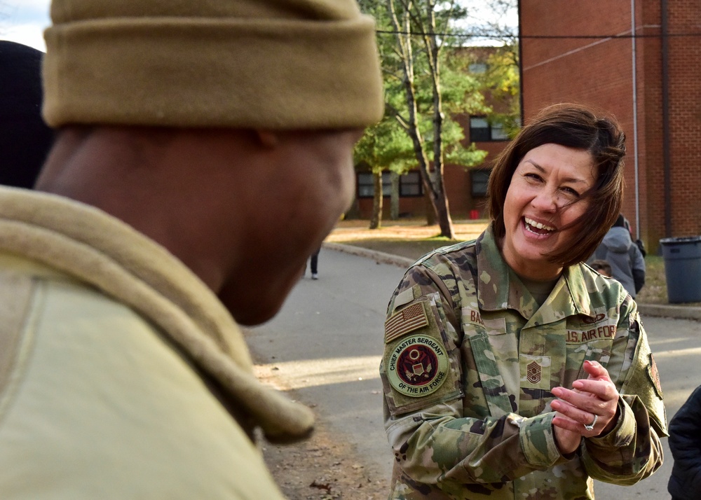 Chief Master Sgt. of the Air Force JoAnne S. Bass visits Airmen supporting Task Force Liberty