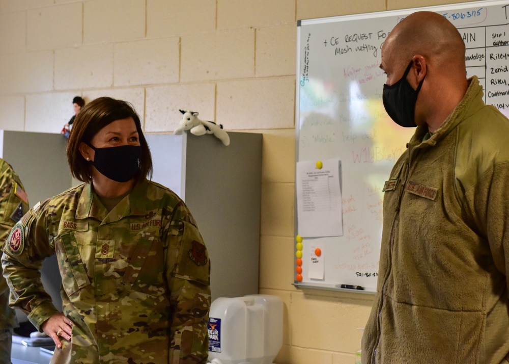 Chief Master Sgt. of the Air Force JoAnne S. Bass visits Airmen supporting Task Force Liberty