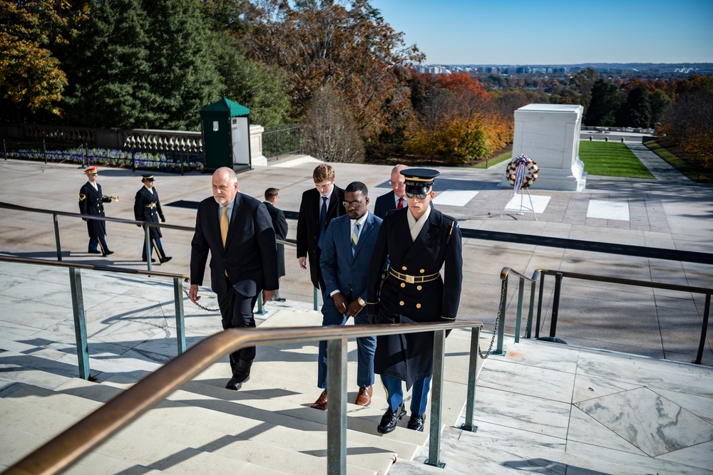 Governor of Louisiana John B. Edwards Participates in a Public Wreath-Laying Ceremony at the Tomb of the Unknown Soldier