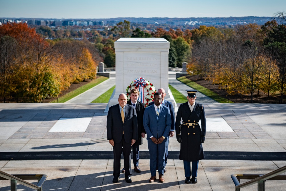 Governor of Louisiana John B. Edwards Participates in a Public Wreath-Laying Ceremony at the Tomb of the Unknown Soldier