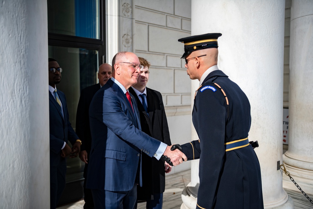 Governor of Louisiana John B. Edwards Participates in a Public Wreath-Laying Ceremony at the Tomb of the Unknown Soldier