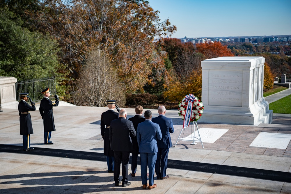 Governor of Louisiana John B. Edwards Participates in a Public Wreath-Laying Ceremony at the Tomb of the Unknown Soldier