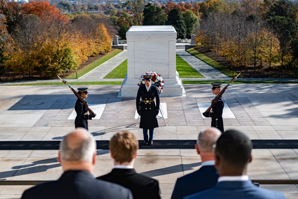 Governor of Louisiana John B. Edwards Participates in a Public Wreath-Laying Ceremony at the Tomb of the Unknown Soldier