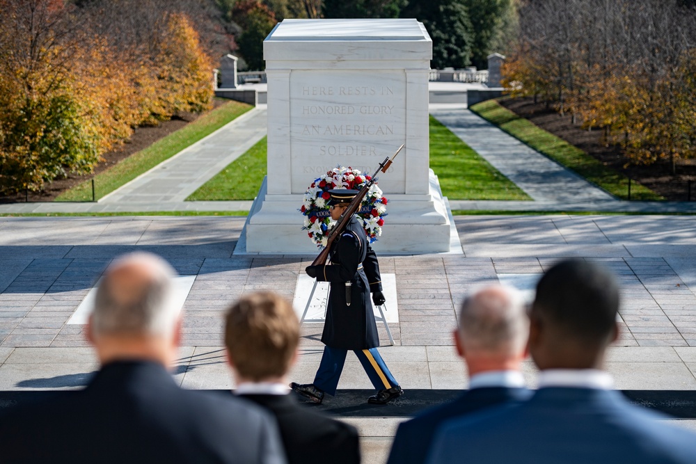 Governor of Louisiana John B. Edwards Participates in a Public Wreath-Laying Ceremony at the Tomb of the Unknown Soldier