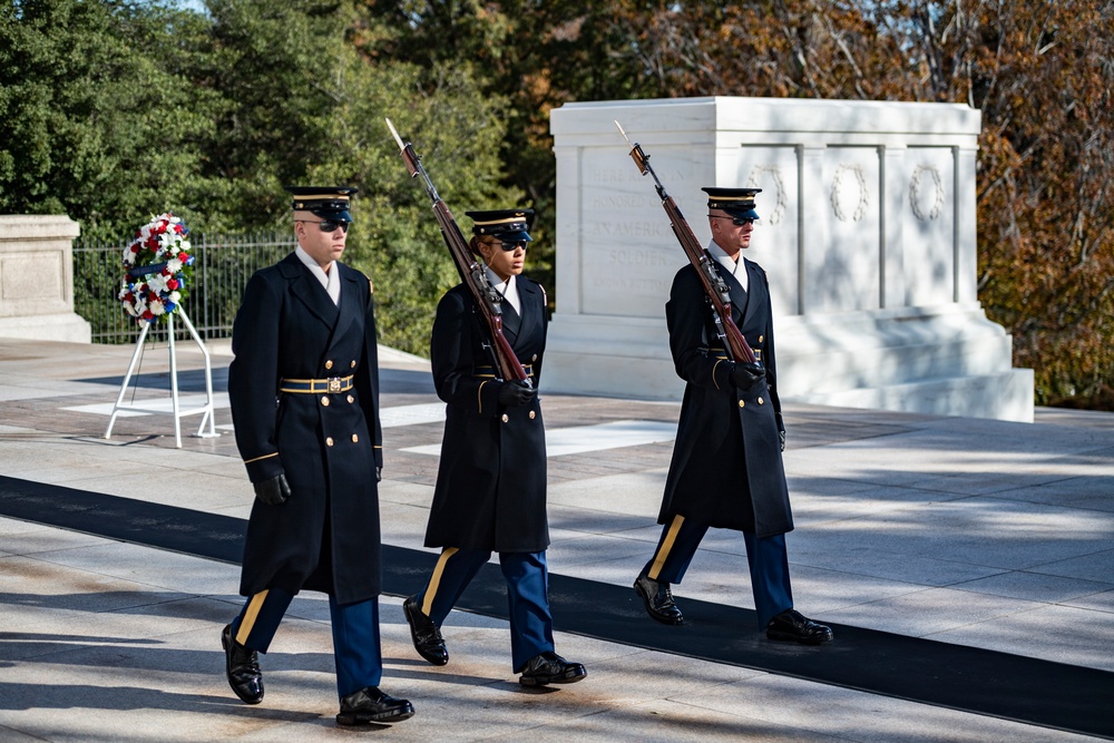 Governor of Louisiana John B. Edwards Participates in a Public Wreath-Laying Ceremony at the Tomb of the Unknown Soldier