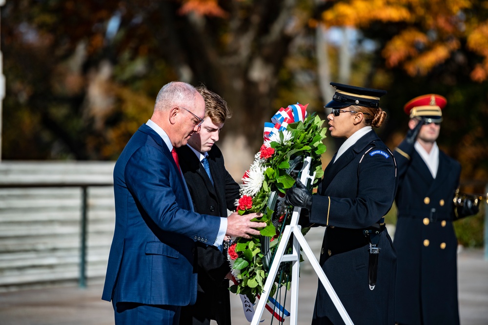 Governor of Louisiana John B. Edwards Participates in a Public Wreath-Laying Ceremony at the Tomb of the Unknown Soldier