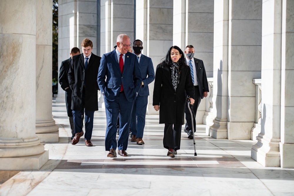 Governor of Louisiana John B. Edwards Participates in a Public Wreath-Laying Ceremony at the Tomb of the Unknown Soldier