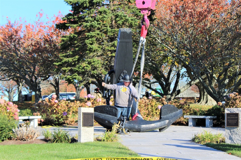 Constellation Anchor Removed From Naval Station Newport For Restoration