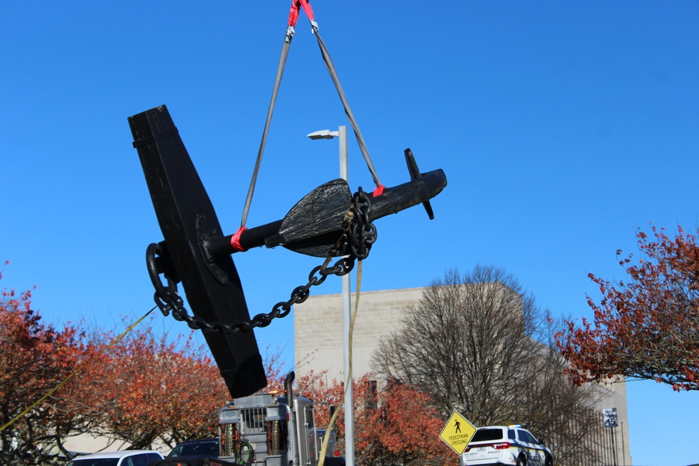 Constellation Anchor Removed From Naval Station Newport For Restoration