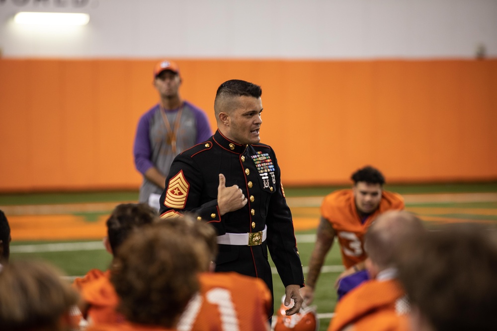 Marine speaks to Clemson football team