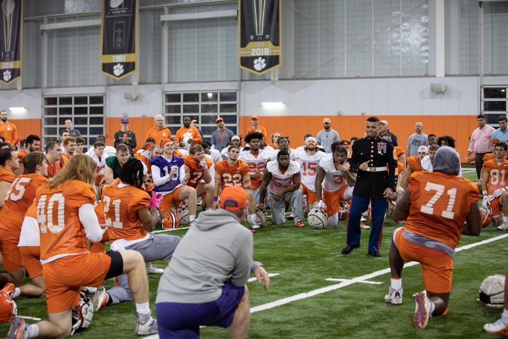 Marine speaks to Clemson football team