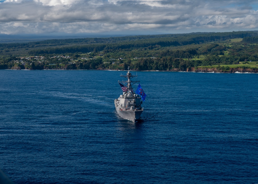 Future USS Daniel Inouye Honors the Islands While Transiting to New Home