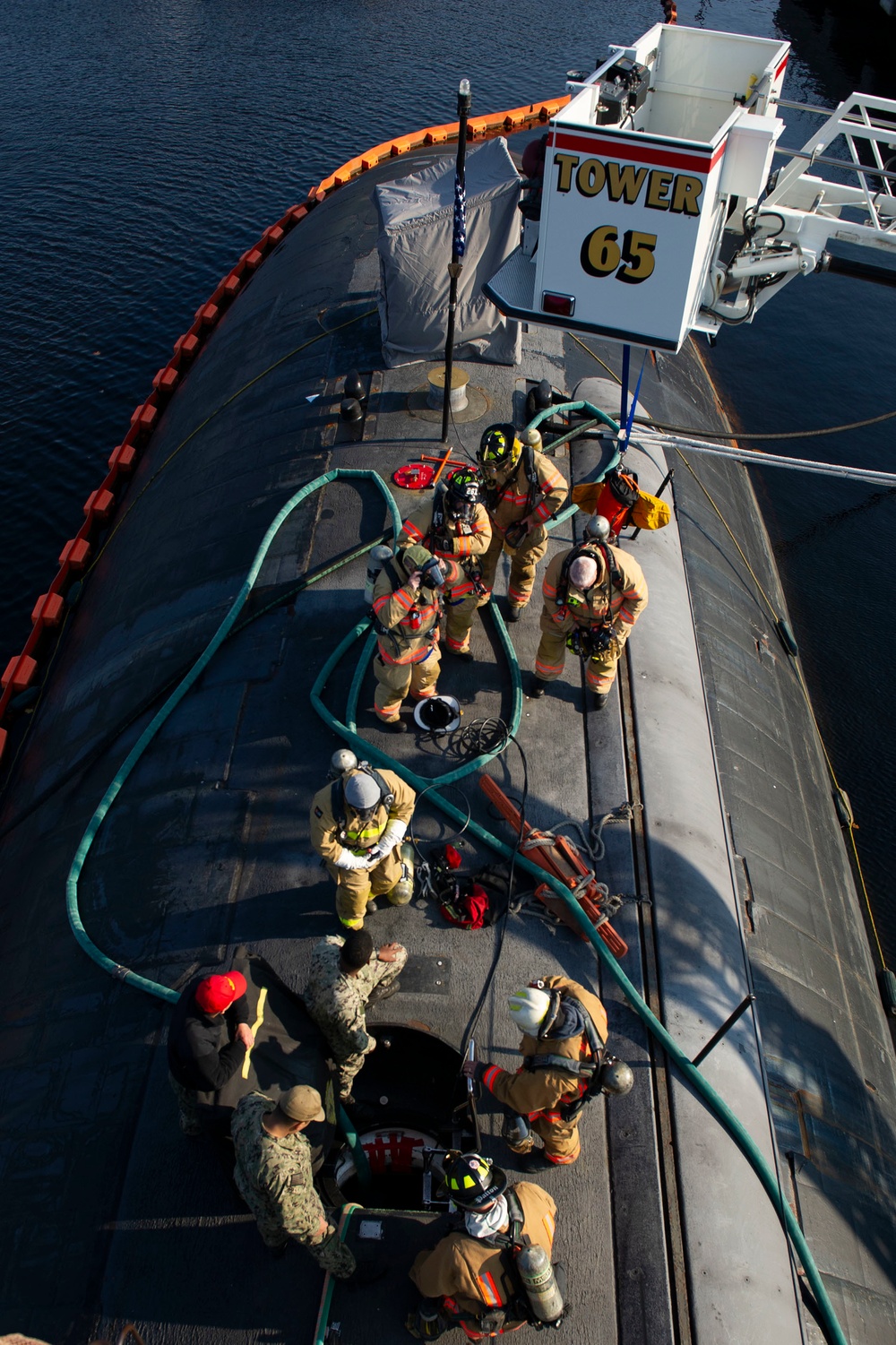 Joint Firefighting Drill Aboard USS Cheyenne