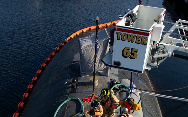 Joint Firefighting Drill Aboard USS Cheyenne