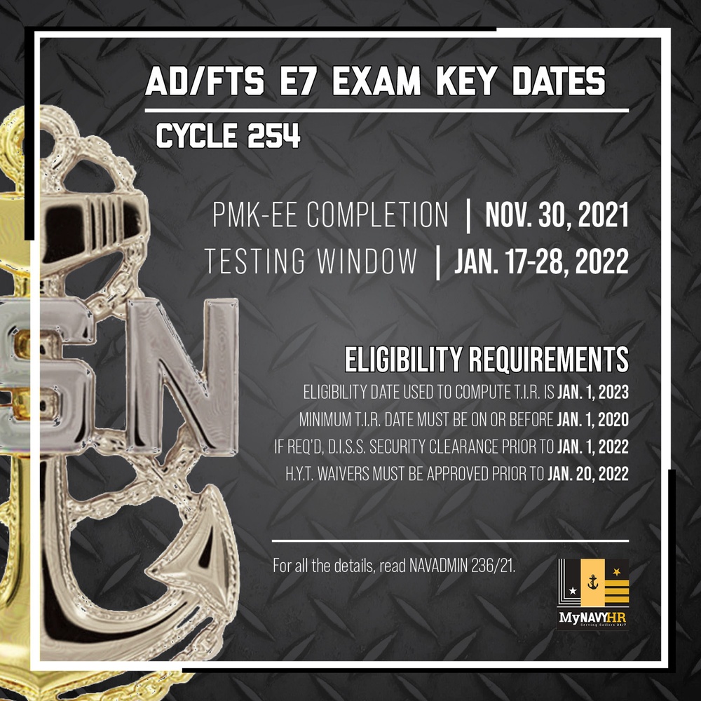 Infographic: Key Dates for AD/FTS E-7 Exam 2022