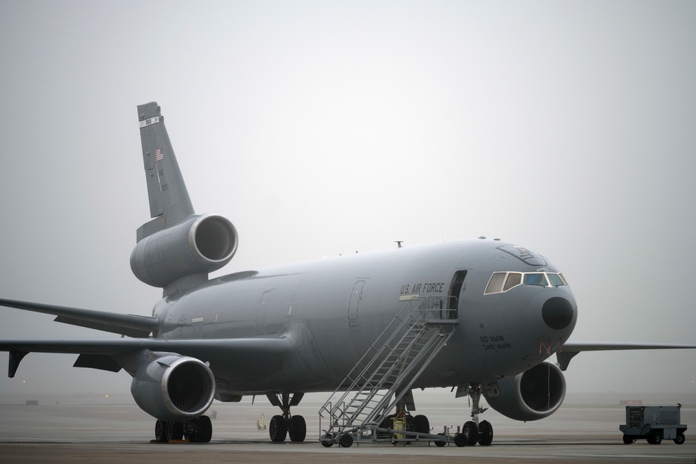 KC-10 Extenders displayed on Travis AFB’s flight line