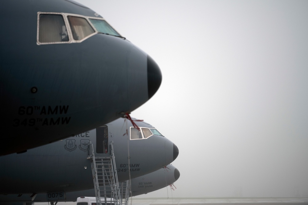 KC-10 Extenders displayed on Travis AFB’s flight line