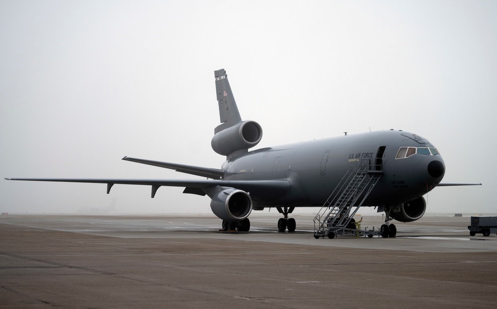 KC-10 Extenders displayed on Travis AFB’s flight line