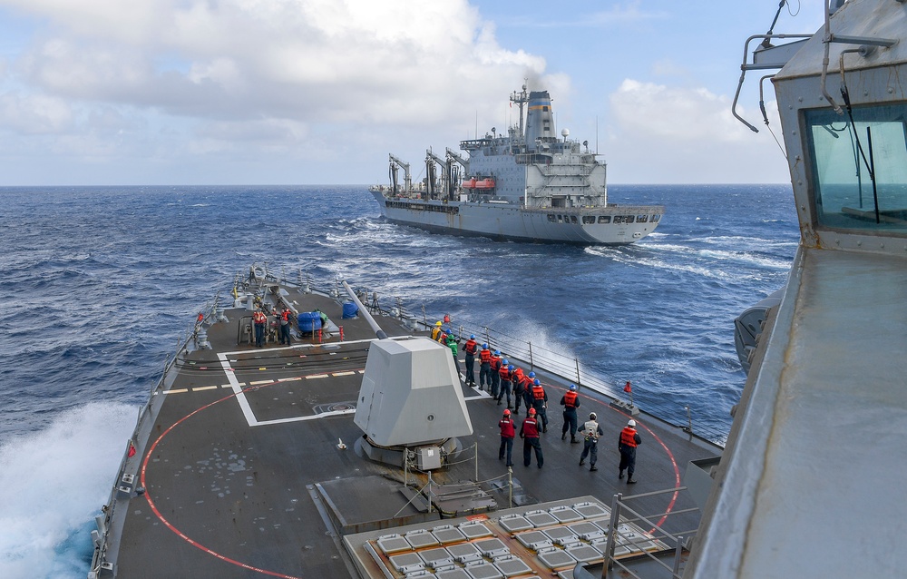 USS Chafee (DDG 90) Conducts a Replenishment-At-Sea in South China Sea