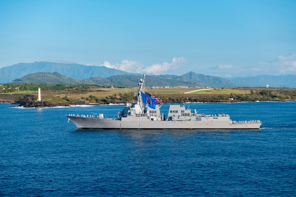 Future USS Daniel Inouye Honors the Islands While Transiting to New Home