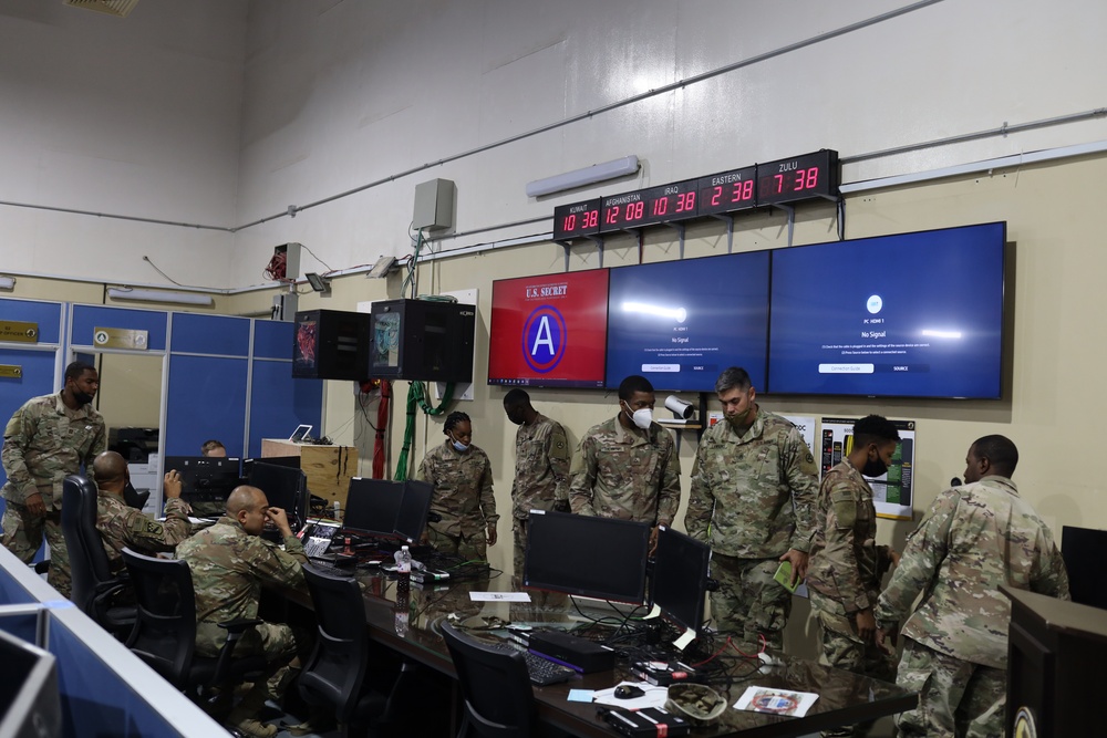 1st TSC Soldiers at Camp Arifjan ROC drill Jump TOC capability