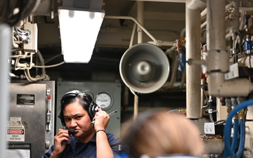 Electrician Mates work aboard USCGC Sycamore