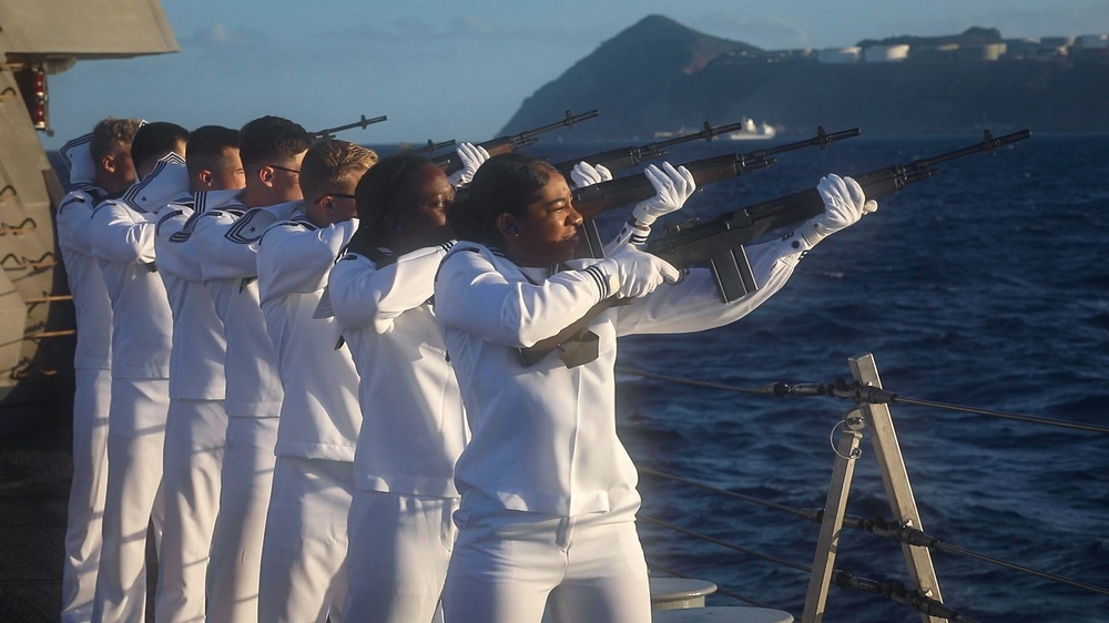 USS Sioux City Rifle Team Conduct a 21-Gun Salute in Honor of Statia Day