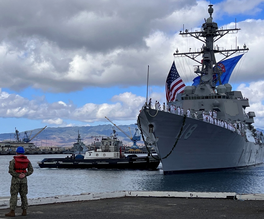 Future USS Daniel Inouye welcomed home