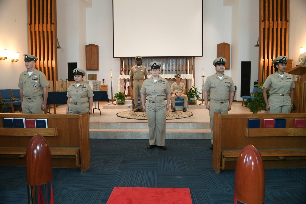 U.S. NAVSO/U.S. 4th Fleet and Destroyer Squadron (DESRON) 40 Sailors Participate in a Chief Petty Officer Pinning Ceremony