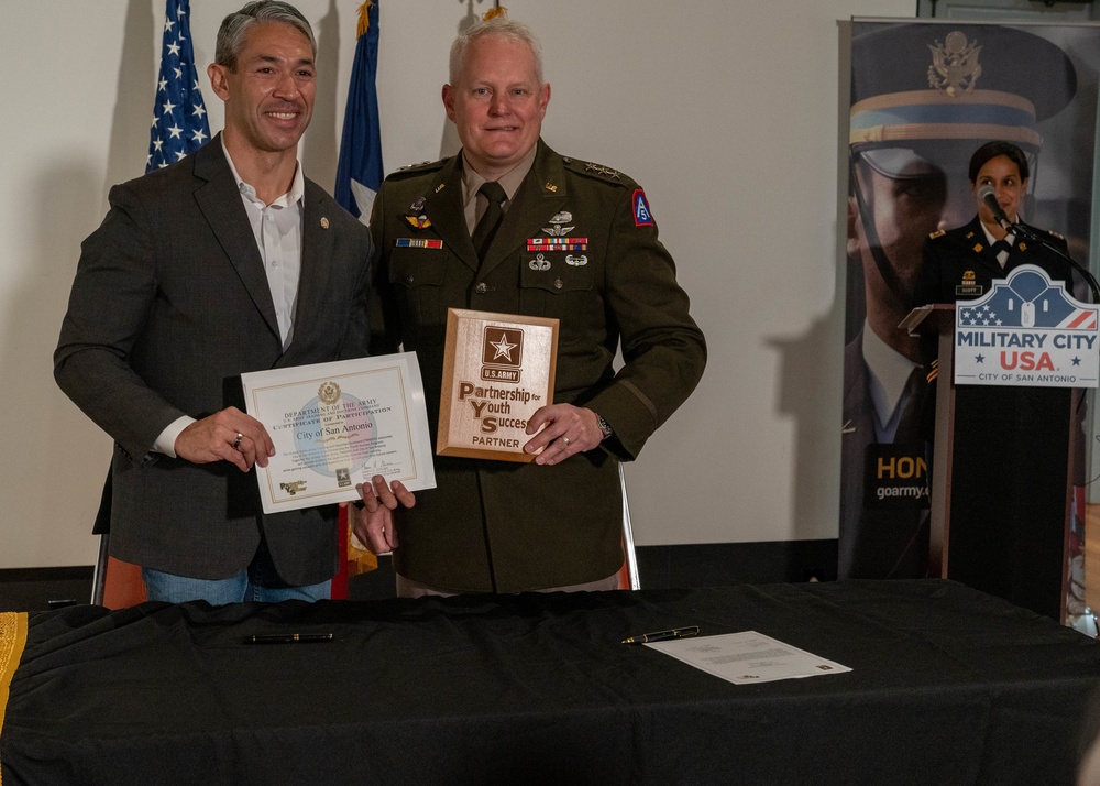 City of San Antonio and U.S. Army Conduct Signing Ceremony for Partnership for Youth Success (PaYS) Agreement