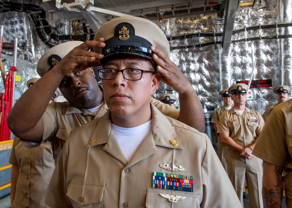 USS Charleston Sailors Get Pinned to the Rank of Chief Petty Officer