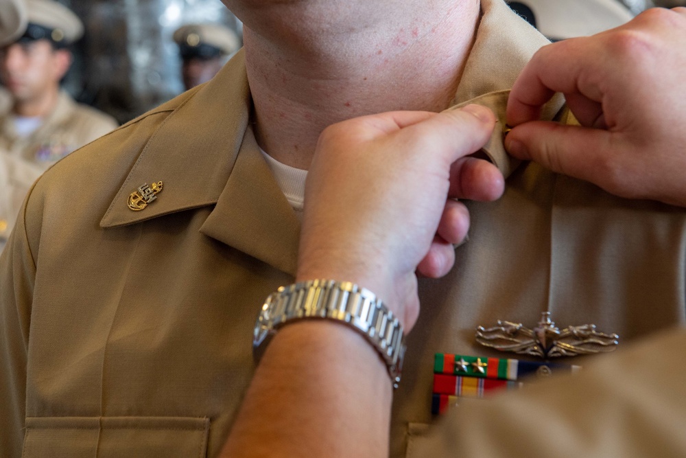 USS Charleston Sailors Get Pinned to the Rank of Chief Petty Officer