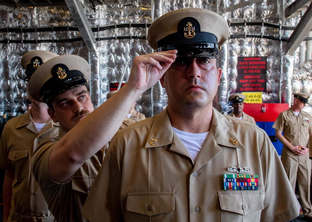 USS Charleston Sailors Get Pinned to the Rank of Chief Petty Officer