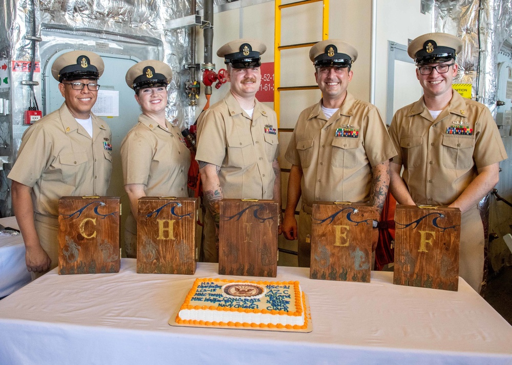 USS Charleston Sailors Get Pinned to the Rank of Chief Petty Officer