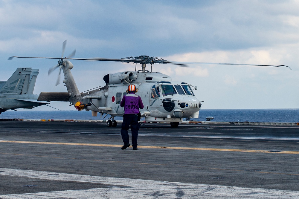 JMSDF Liason Naval Officers Visit USS Carl Vinson (CVN 70) During ANNUALEX 2021