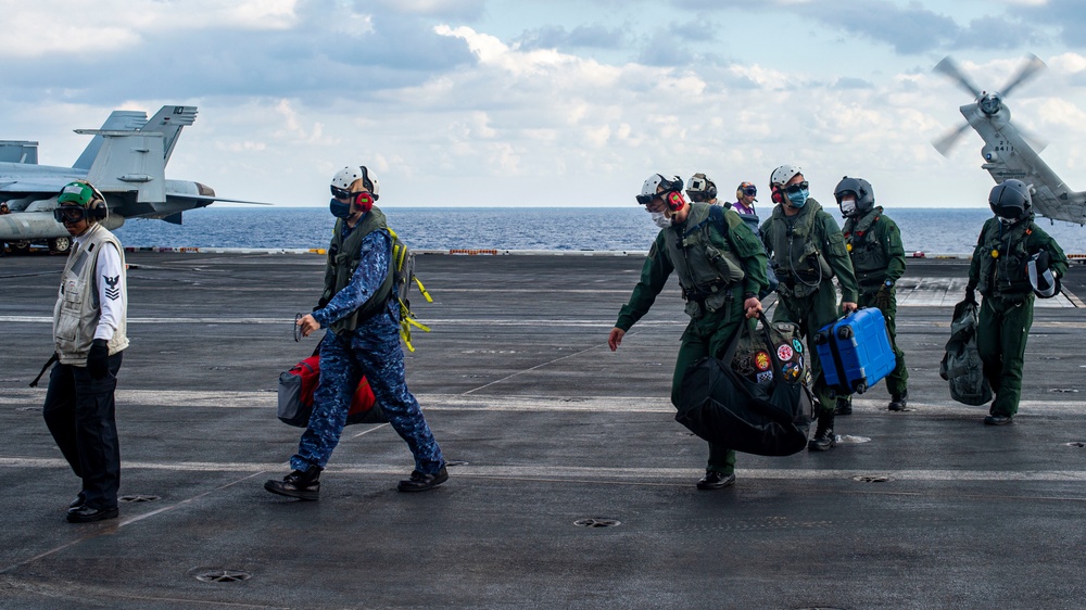 JMSDF Liason Naval Officers Visit USS Carl Vinson (CVN 70) During ANNUALEX 2021