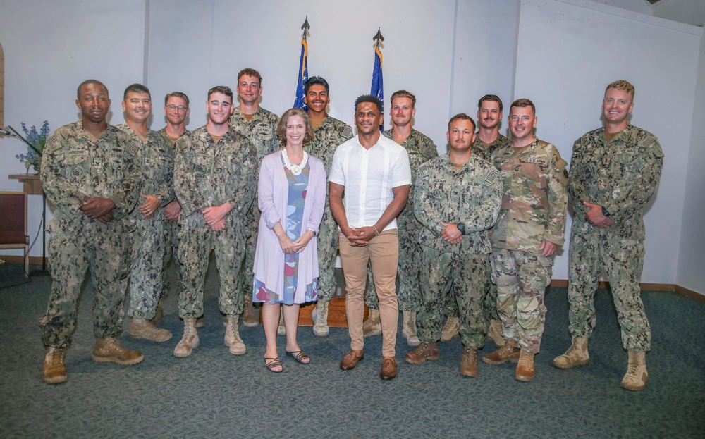 US Navy Seabees with NMCB-5 work with Marshallese Government