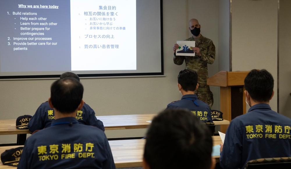 TFD and JASDF first responders visit Yokota Hospital