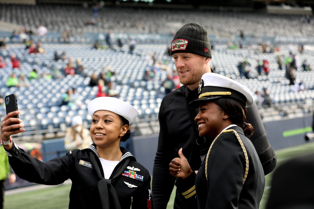JJ Watt Poses for Photo with Service Members