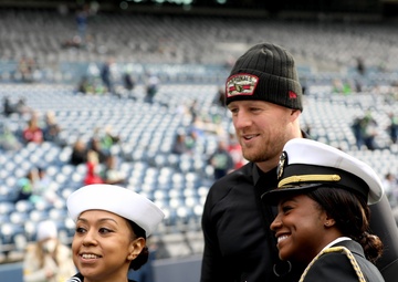 JJ Watt Poses for Photo with Service Members