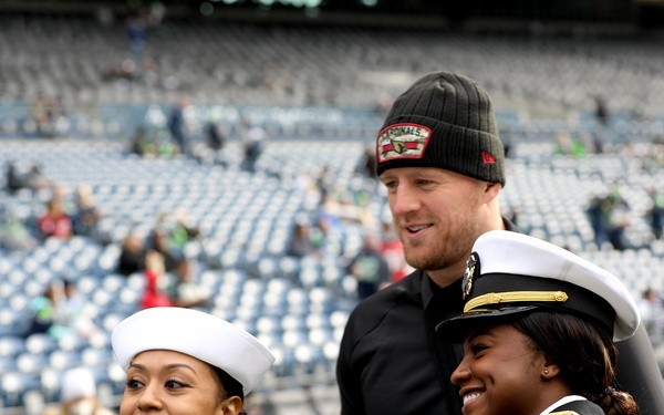JJ Watt Poses for Photo with Service Members