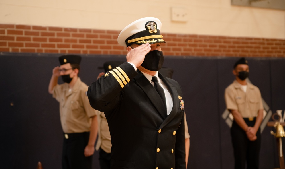 CDR. Lopez arrives at Western Almanace High Schools Annual Military Inspection Ceremony