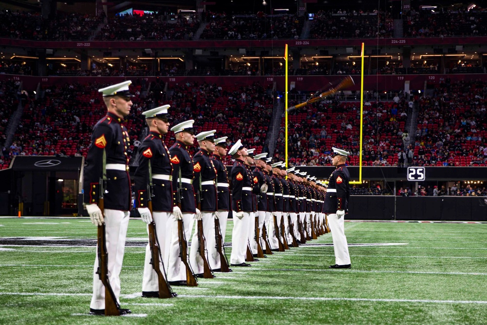 Silent Drill Platoon performs during Atlanta Falcons’ Salute to Service game