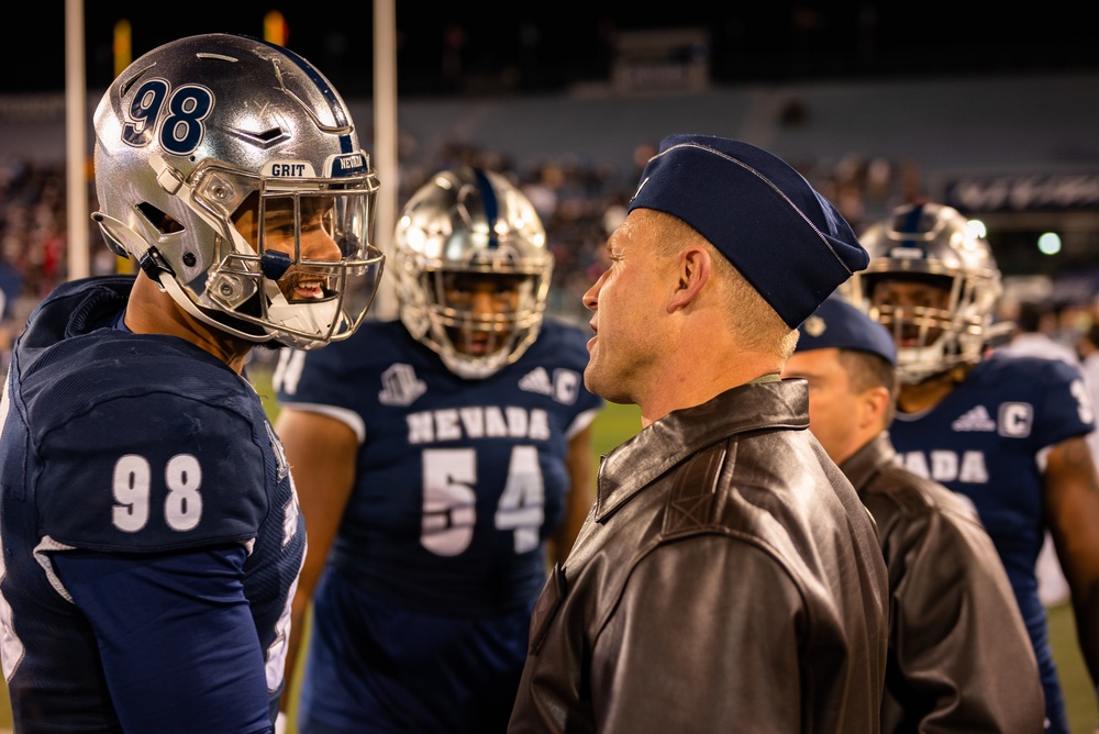 Nevada C-130 Pilots honored during Coin Toss prior to Nevada versus Air Force football game